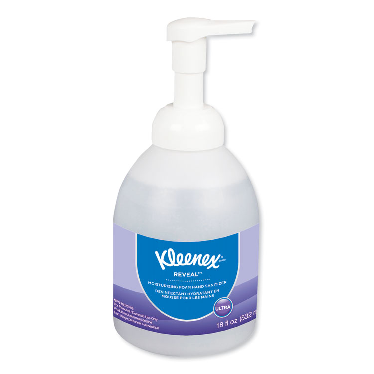 Kleenex Reveal Ultra Moisturizing Foam Hand Sanitizer, 18 oz Bottle, Fragrance-Free, 4/Carton (KCC45826CT)
