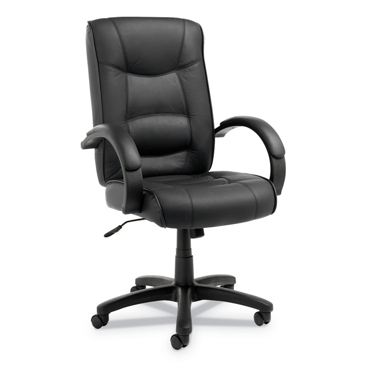 Alera Alera Strada Series High-Back Swivel/Tilt Top-Grain Leather Chair, Supports Up to 275 lb, 17.91" to 21.85" Seat Height, Black (ALESR41LS10B)