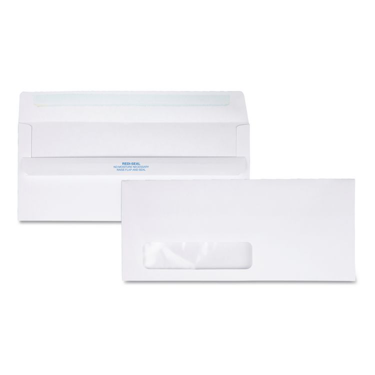 Quality Park Redi-Seal Envelope, Address Window, #10, Commercial Flap, Redi-Seal Adhesive Closure, 4.13 x 9.5, White, 500/Box (QUA21318)