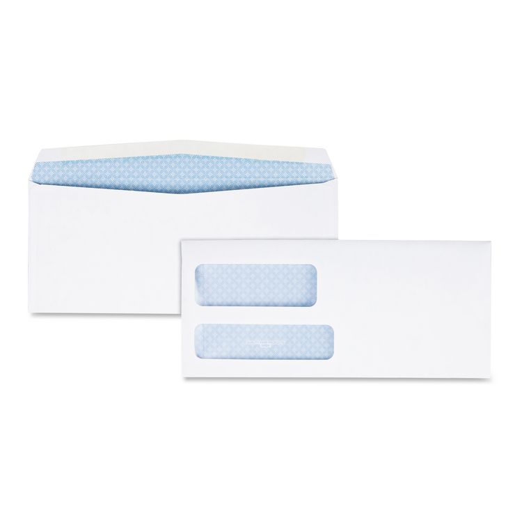 Quality Park Double Window Security-Tinted Check Envelope, #9, Commercial Flap, Gummed Closure, 3.88 x 8.88, White, 500/Box (QUA24524)