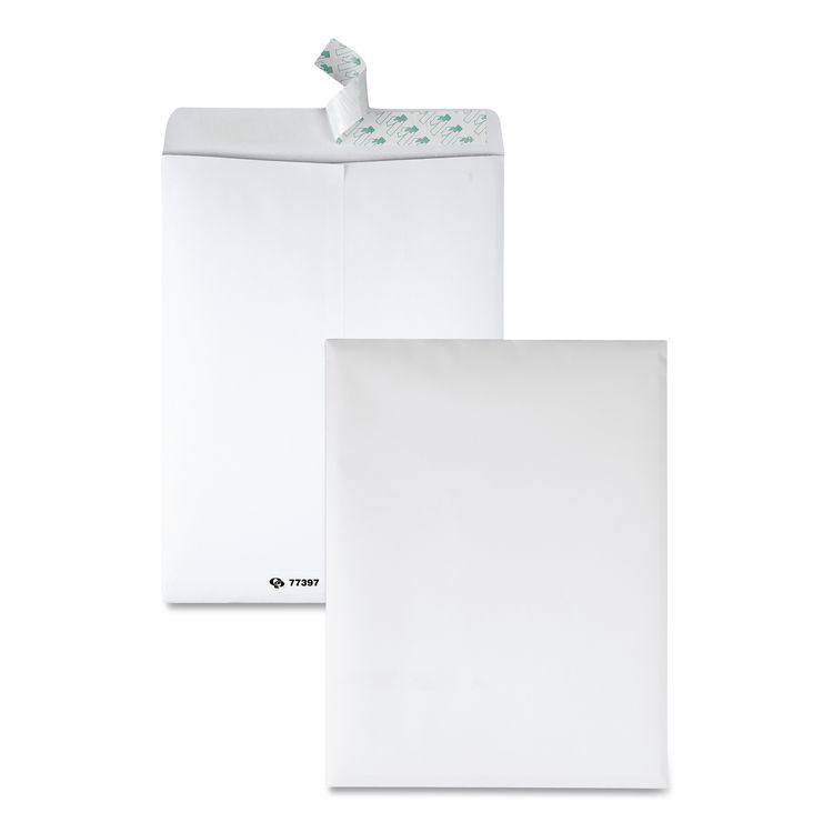Quality Park Tech-No-Tear Catalog Envelope, Paper Exterior, #13 1/2, Cheese Blade Flap, Self-Adhesive Closure, 10 x 13, White, 100/Box (QUA77397)