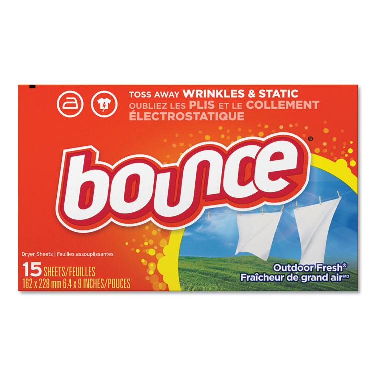 Bounce Fabric Softener Sheets, Outdoor Fresh, 15 Sheets/Box, 15 Box/Carton (PGC95860CT)