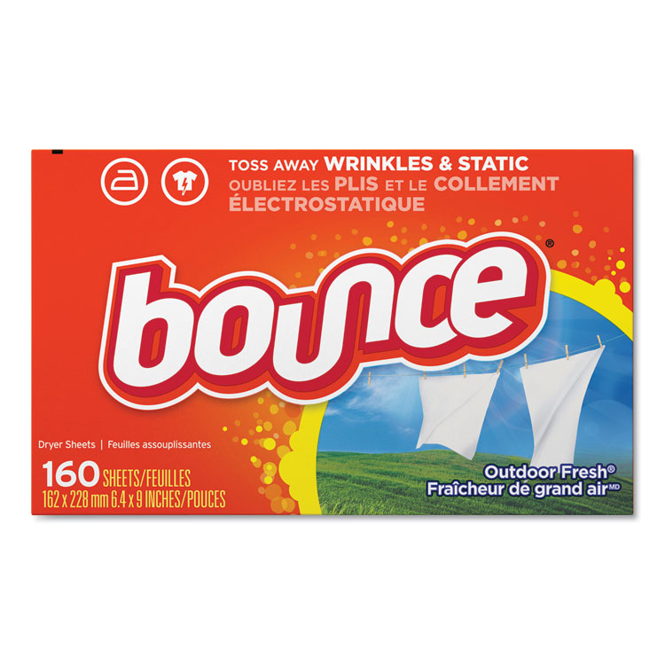 Bounce Fabric Softener Sheets, Outdoor Fresh, 160 Sheets/Box, 6 Boxes/Carton (PGC80168CT)
