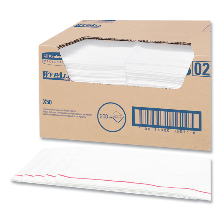 WypAll X50 Foodservice Towels, 1/4 Fold, 23.5 x 12.5, White, 200/Carton (KCC06053)