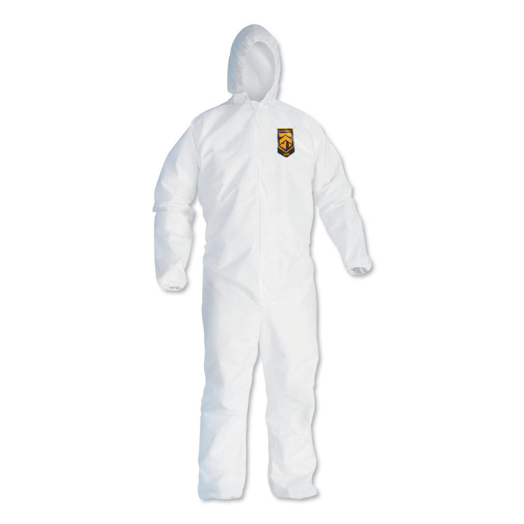 KleenGuard A40 Elastic-Cuff and Ankles Hooded Coveralls, 2X-Large, White, 25/Carton (ANS44325)