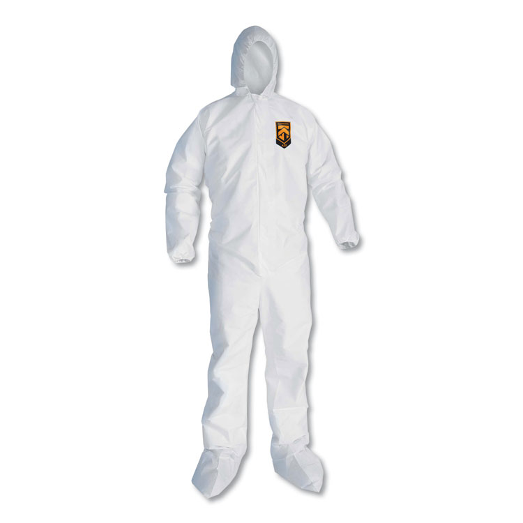 KleenGuard A20 Elastic Back and Ankle Hood and Boot Coveralls, 2X-Large, White, 24/Carton (ANS49125)