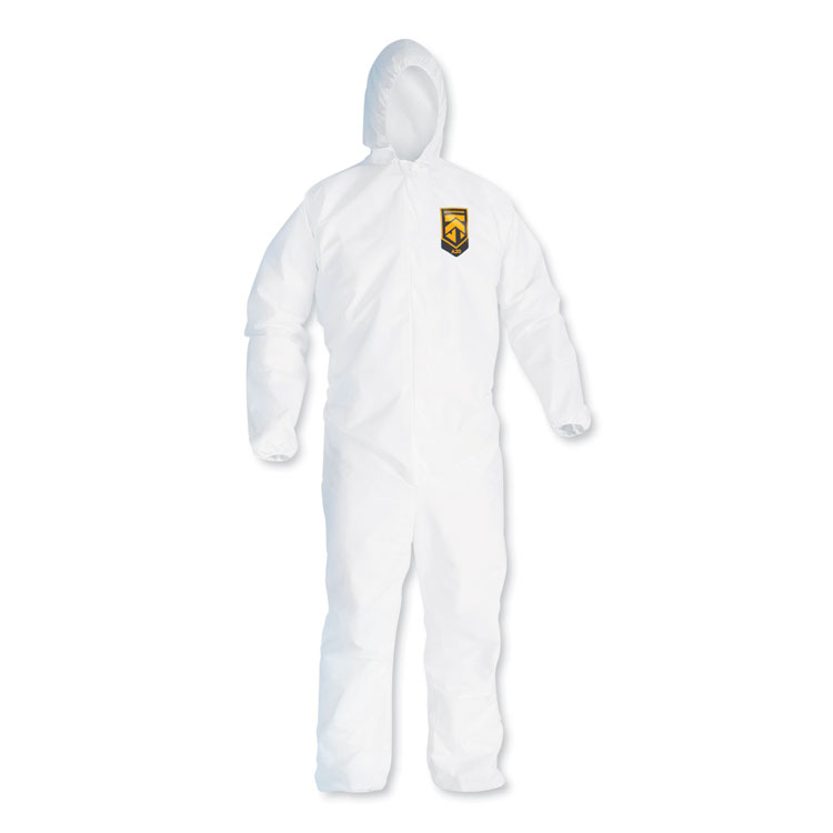 KleenGuard A20 Breathable Particle Protection Coveralls, Zipper Front, Large, White (ANS49113)