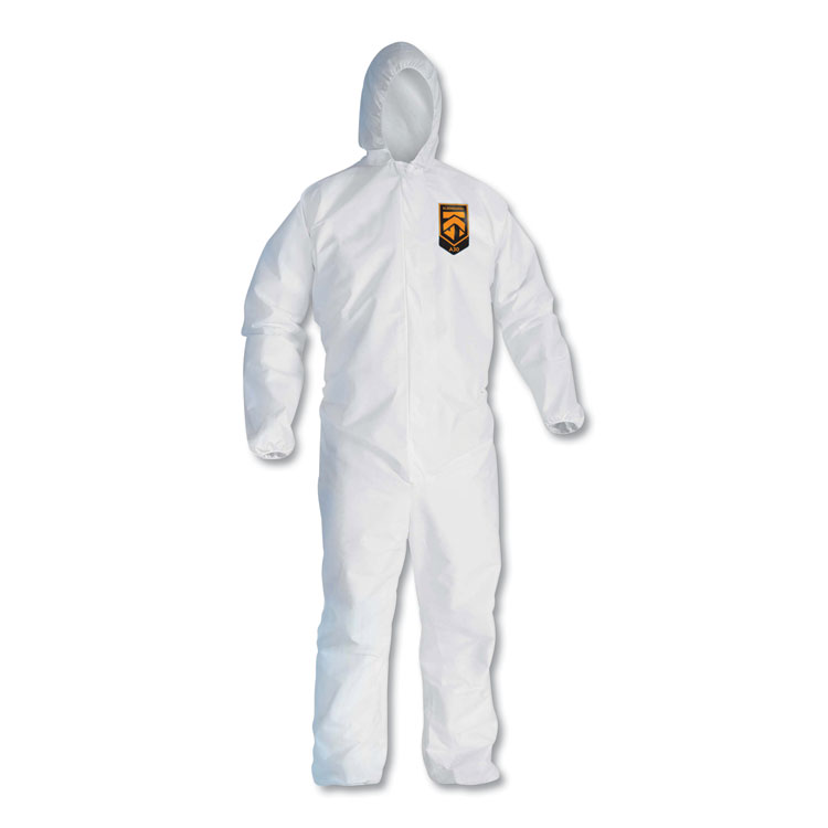 KleenGuard A30 Elastic-Back and Cuff Hooded Coveralls, 2X-Large, White, 25/Carton (ANS46115)