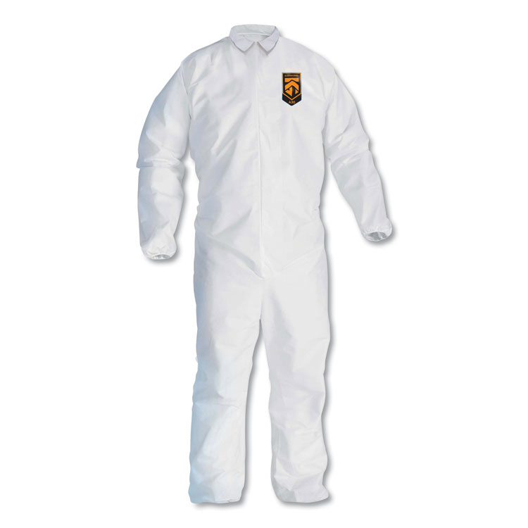 KleenGuard A30 Elastic-Back and Cuff Coveralls, Large, White, 25/Carton (ANS46103)
