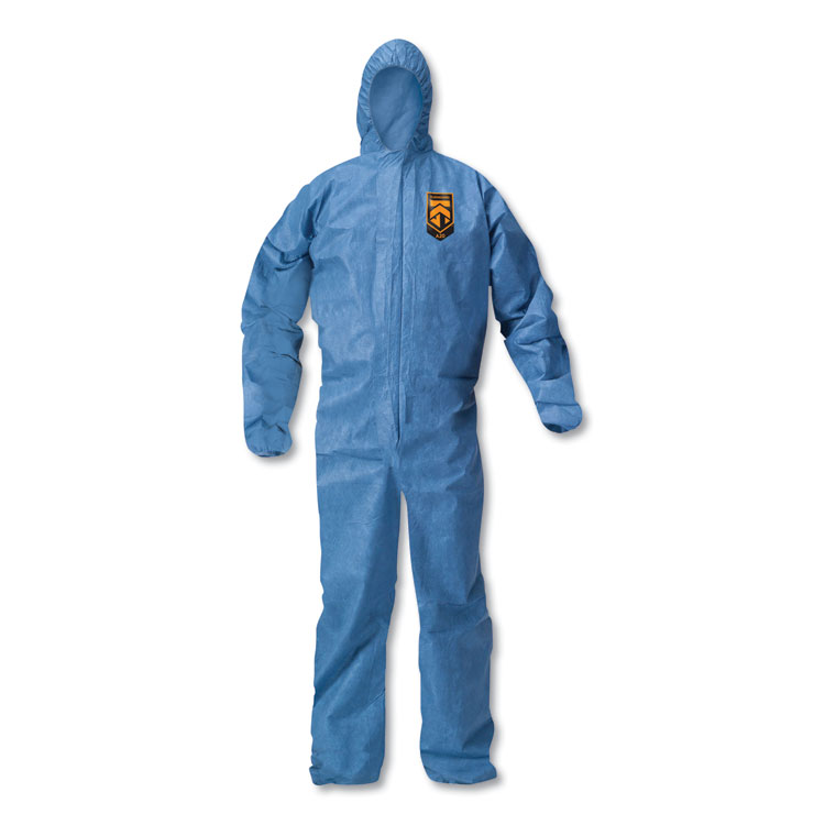 KleenGuard A20 Elastic Back Wrist/Ankle Hooded Coveralls, Large, Blue, 24/Carton (ANS58513)