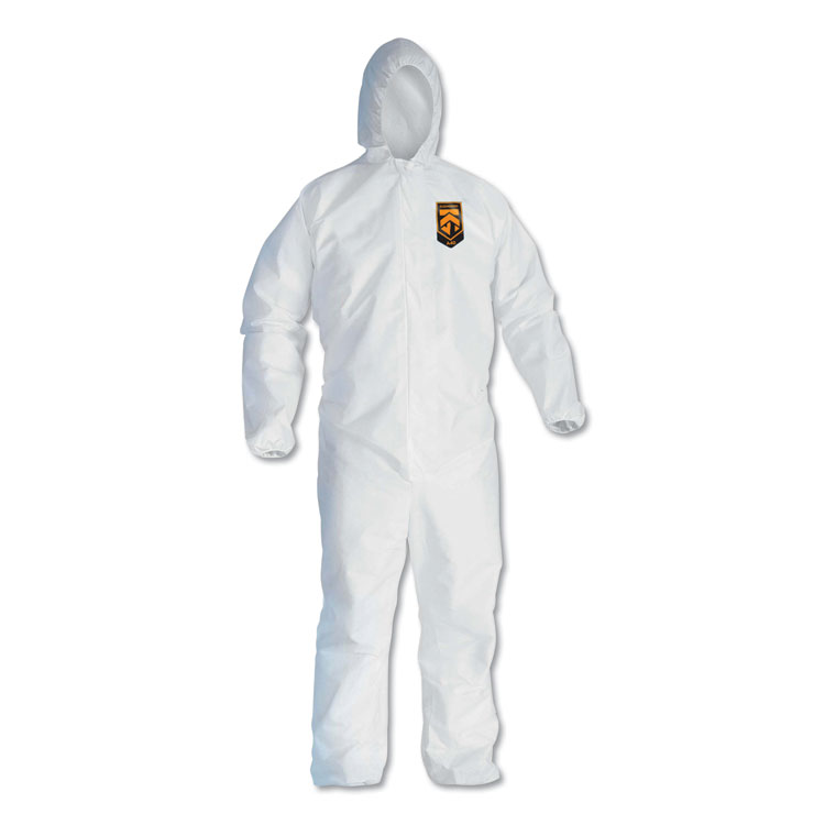 KleenGuard A40 Elastic-Cuff and Ankle Hooded Coveralls, 4X-Large, White, 25/Carton (ANS44327)