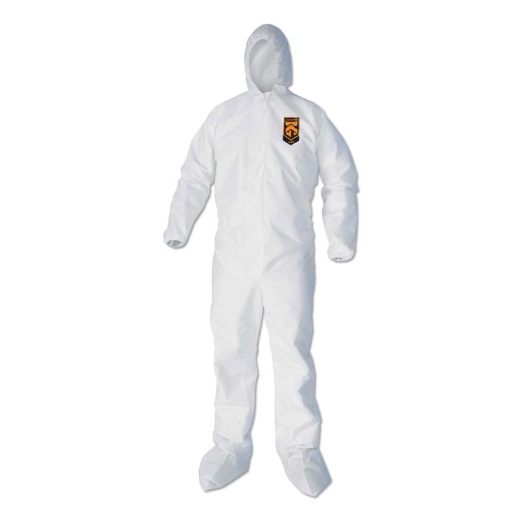 KleenGuard A40 Elastic-Cuff, Ankle, Hood and Boot Coveralls, 3X-Large, White, 25/Carton (ANS44336)