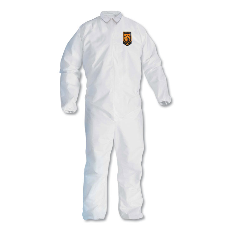 KleenGuard A30 Elastic-Back and Cuff Coveralls, X-Large, White, 25/Carton (ANS46104)