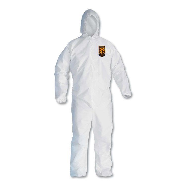 KleenGuard A30 Elastic-Back and Cuff Hooded Coveralls, X-Large, White, 25/Carton (ANS46114)