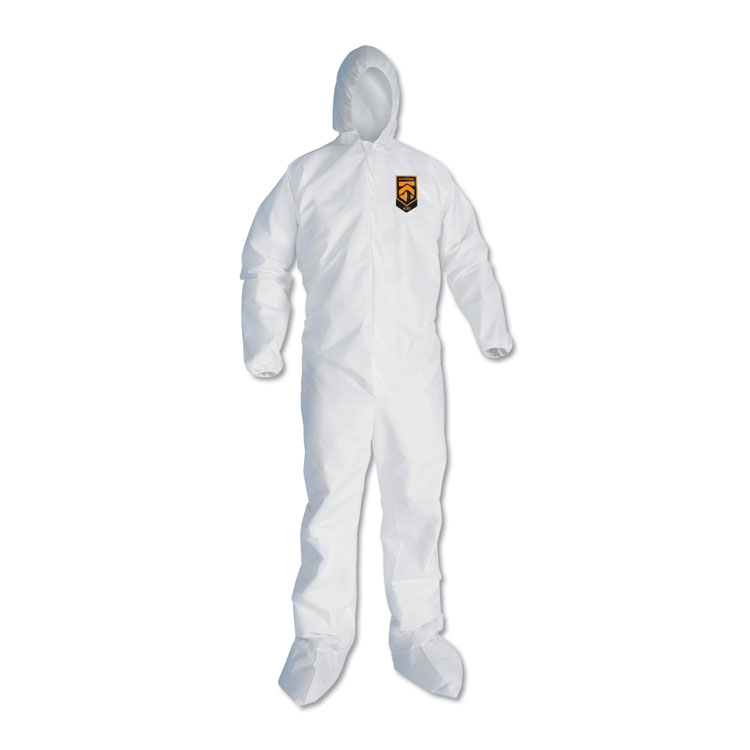 KleenGuard A30 Elastic Back and Cuff Hooded/Boots Coveralls, 3XL, White 21/Carton (ANS46126)