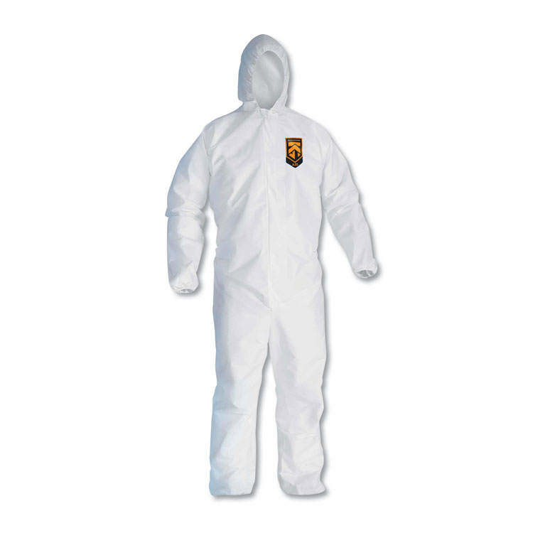 KleenGuard A20 Elastic Back, Cuff and Ankle Hooded Coveralls, Zip, X-Large, White, 24/Carton (ANS49114)