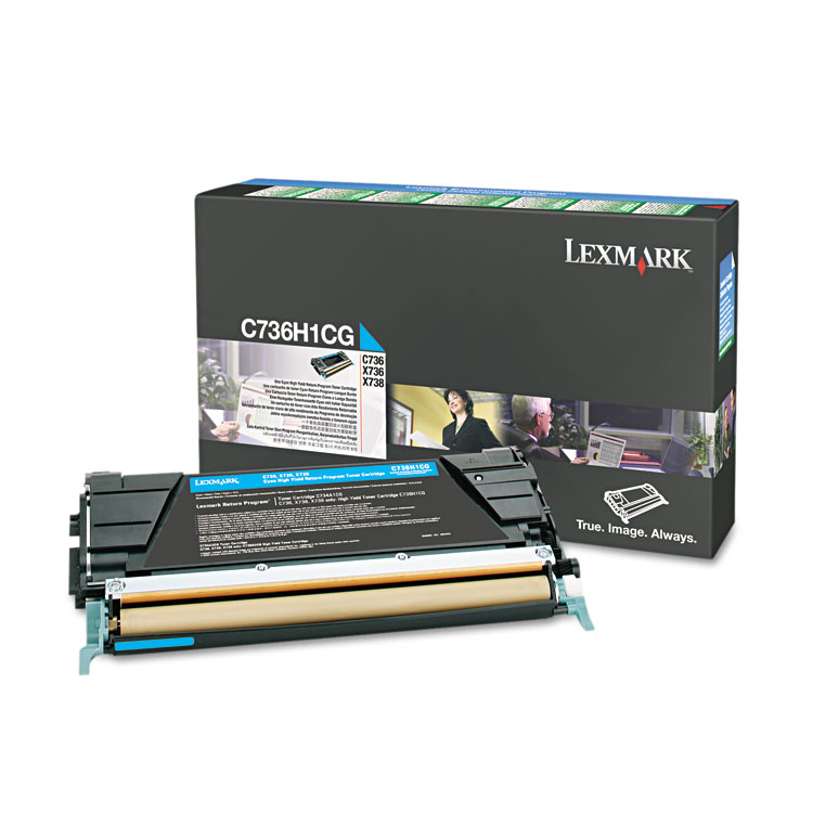 Lexmark C736H1CG Return Program High-Yield Toner, 10,000 Page-Yield, Cyan (LEXC736H1CG)