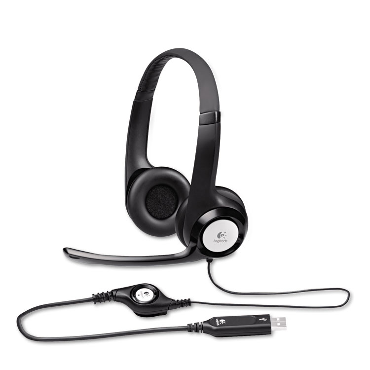 Logitech H390 Binaural Over The Head USB Headset with Noise-Canceling Microphone, Black (LOG981000014)