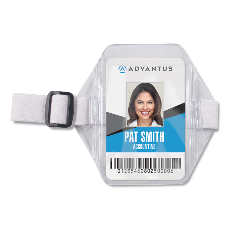 Advantus Arm Band Badge Holders, Vertical, Transparent Frost 5" x 5" Holder, 2.75" x 4" Insert, 12/Pack (AVT75649)