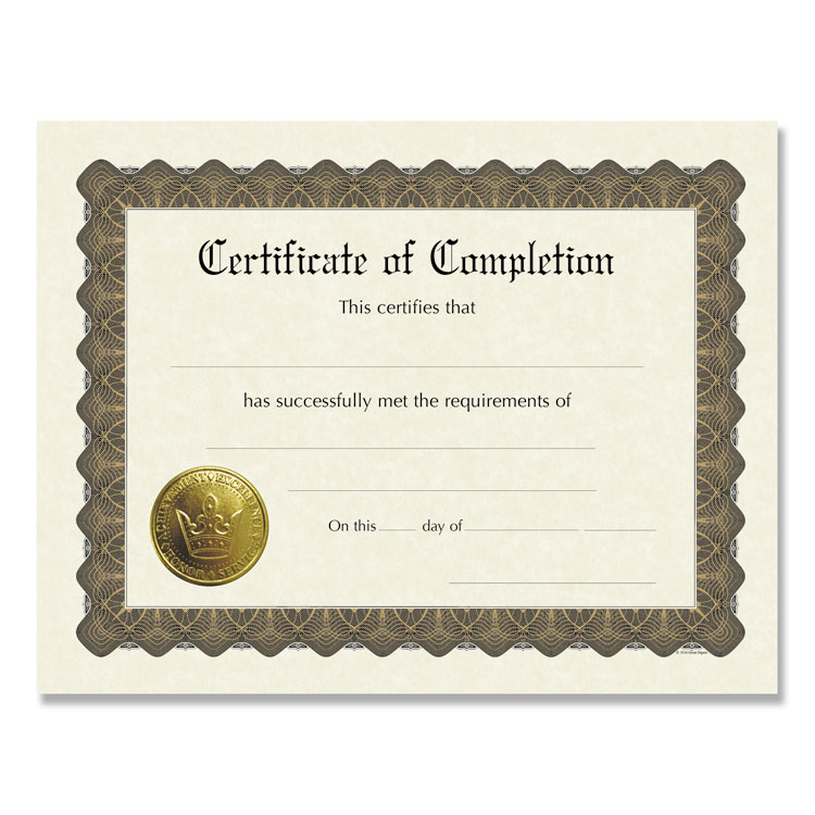 Great Papers! Ready-to-Use Certificates, Completion, 11 x 8.5, Ivory/Brown/Gold Colors with Brown Border, 6/Pack (COS930400)