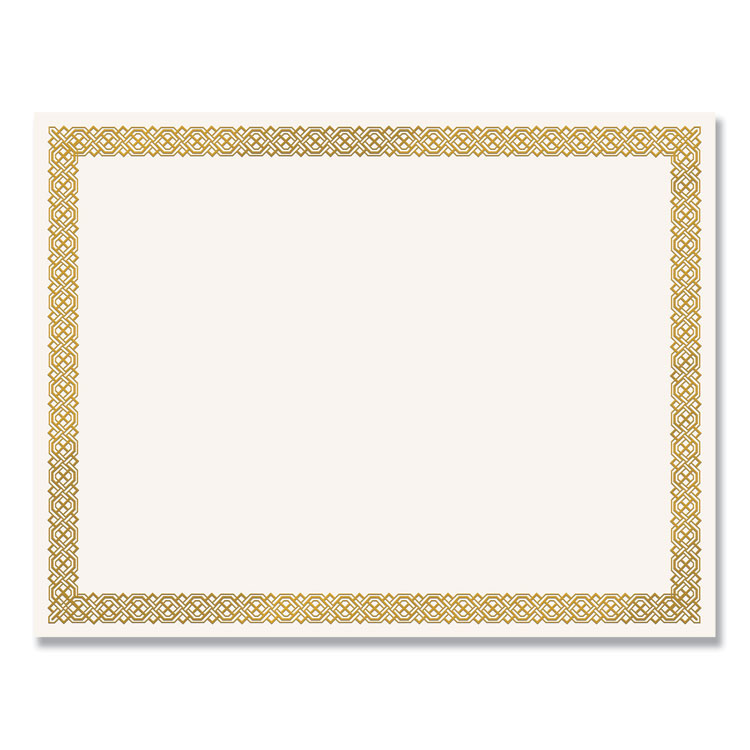 Great Papers! Foil Border Certificates, 8.5 x 11, Ivory/Gold with Braided Gold Border, 12/Pack (COS936060)