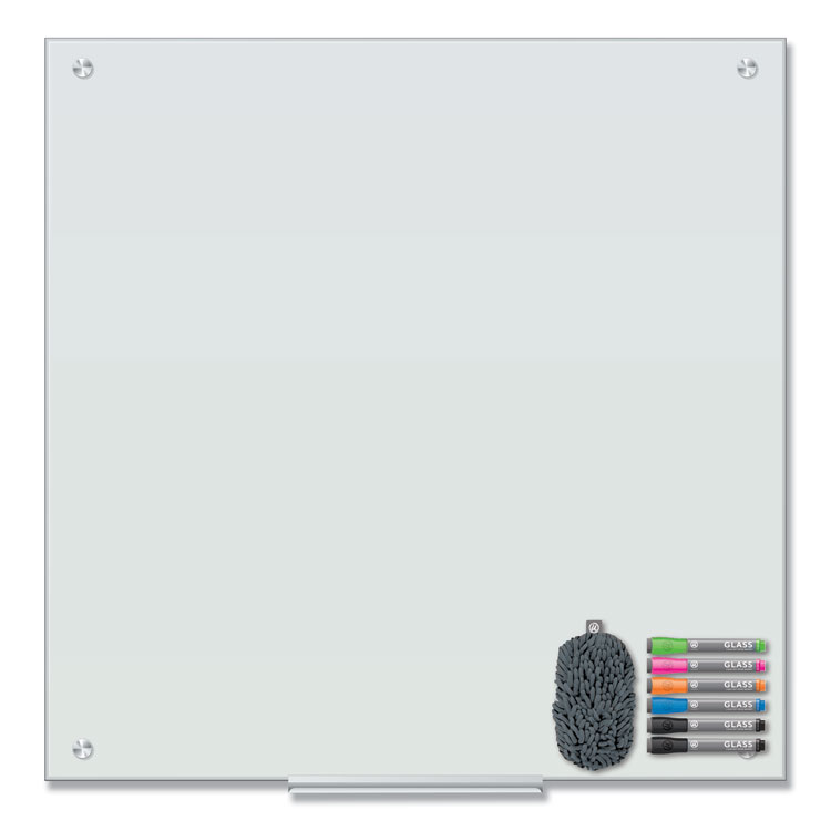 U Brands Magnetic Glass Dry Erase Board Value Pack, 36" x 36" (Actual Size: 35" x 35"), Frosted White Surface (UBR3971U0001)