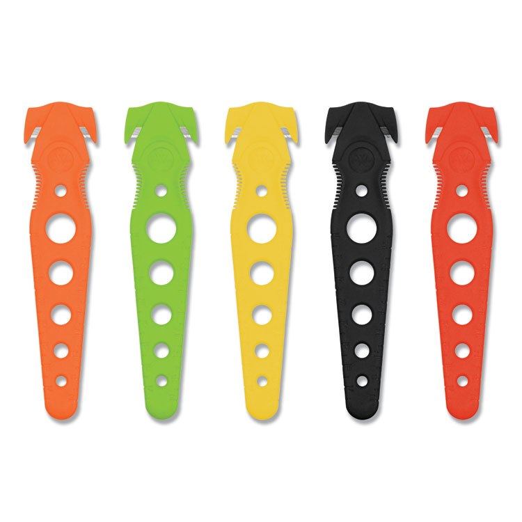Westcott Safety Cutter, 1.2" Blade, 5.75" Plastic Handle, Assorted, 5/Pack (ACM17379)