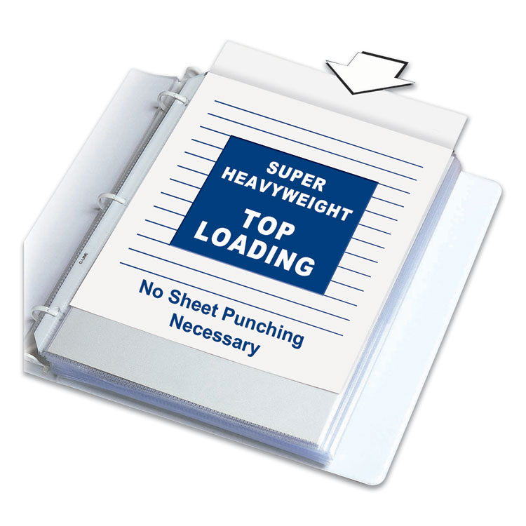 C-Line Polypropylene Sheet Protectors, Super Heavy-Duty, Side: 3-Hole Punched, Top Load 8.5 x 11 Insert, Nonglare Clear, 50/Box (CLI61008)