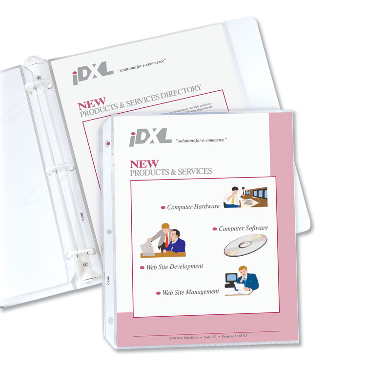 C-Line Polypropylene Sheet Protectors, Heavy-Duty, Side: 3-Hole Punched, Top Load 8.5 x 11 Insert, Clear Front, 100/Box (CLI62023)