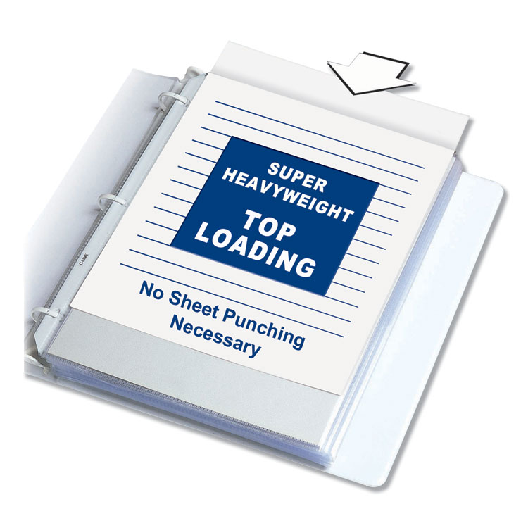 C-Line Polypropylene Sheet Protectors, Super Heavy-Duty, Side: 3-Hole Punched, Top Load 8.5 x 11 Insert, Clear Front, 50/Box (CLI61003)