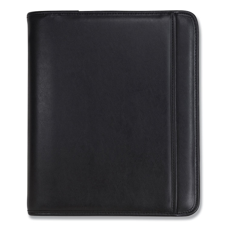Samsill Professional Zippered Pad Holder/Ring Binder, Pockets, Writing Pad, Vinyl Black (SAM15650)