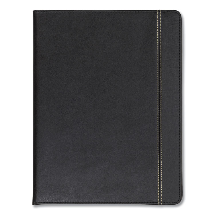 Samsill Slimline Padfolio, Leather-Look/Faux Reptile Trim, Writing Pad, Black (SAM71220)