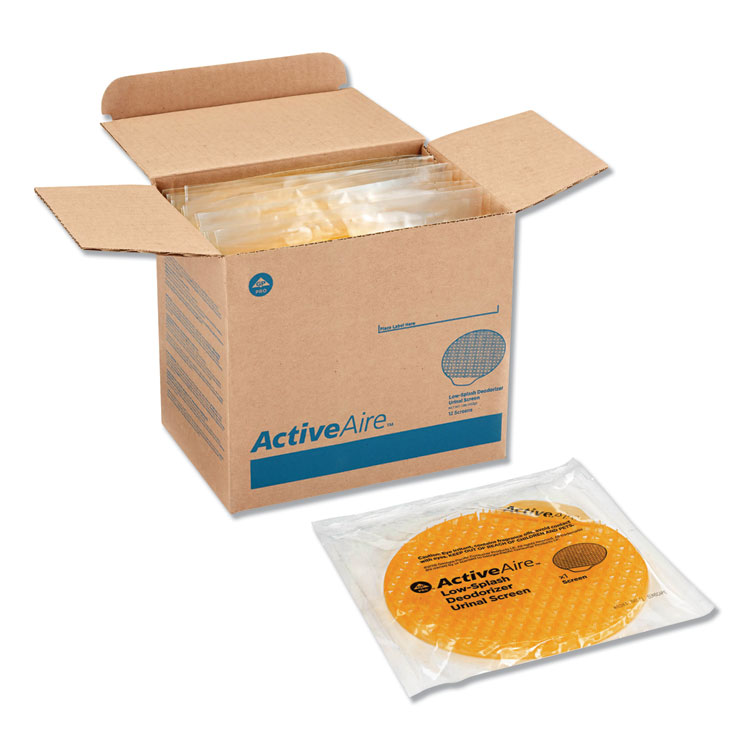 Georgia Pacific Professional ActiveAire Deodorizer Urinal Screen with Side Tab, Sunscape Mango Scent, Orange, 12/Carton (GPC48261)