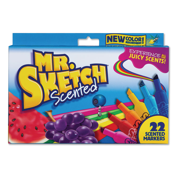Mr. Sketch Scented Watercolor Marker, Broad Chisel Tip, Assorted Colors, 22/Pack (SAN2054594)