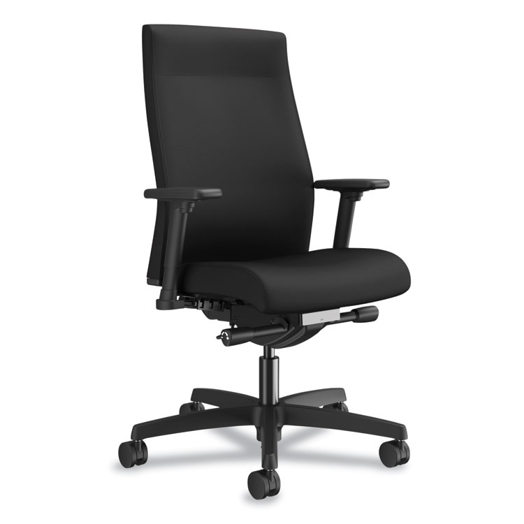 HON Ignition 2.0 Upholstered Mid-Back Task Chair With Lumbar, Supports Up to 300 lb, 17" to 22" Seat Height, Black (HONI2UL2AC10TK)