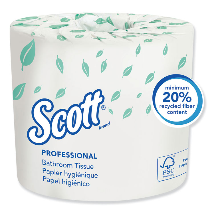 Scott Essential Standard Roll Bathroom Tissue for Business, Septic Safe, 2-Ply, White, 550 Sheets/Roll (KCC04460RL)