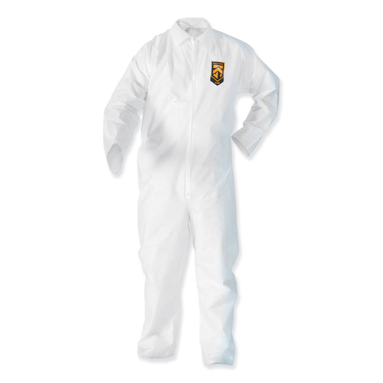 KleenGuard A35 Liquid and Particle Protection Coveralls, Zipper Front, Elastic Wrists and Ankles, 3X-Large, White, 25/Carton (ANS38932)