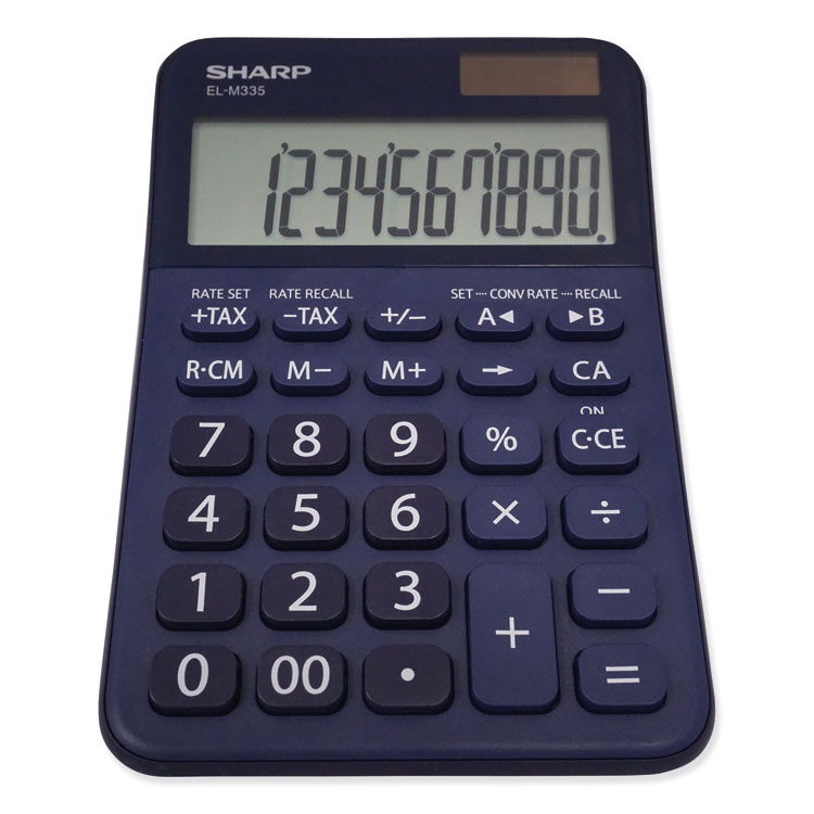Sharp ELM335BBL Desktop Calculator, 10-Digit LCD, Blue (SHRELM335BBL)