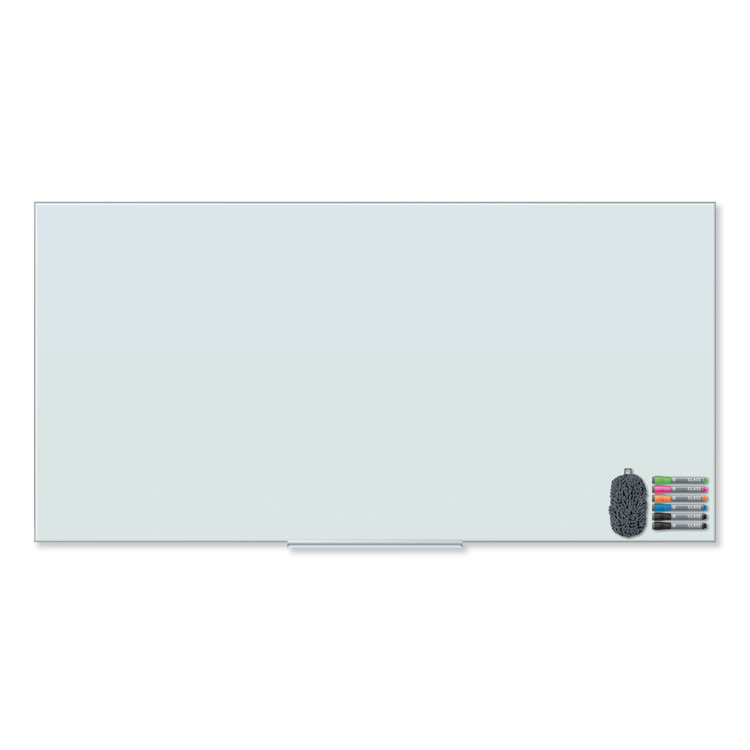 U Brands Floating Glass Dry Erase Board, 72" x 36" (Actual Size: 70" x 35"), White Surface (UBR3978U0001)