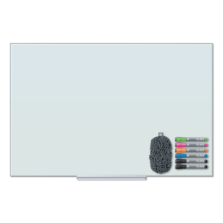 U Brands Floating Glass Dry Erase Board, 48" x 36" (Actual Size: 47" x 35"), White Surface (UBR3977U0001)