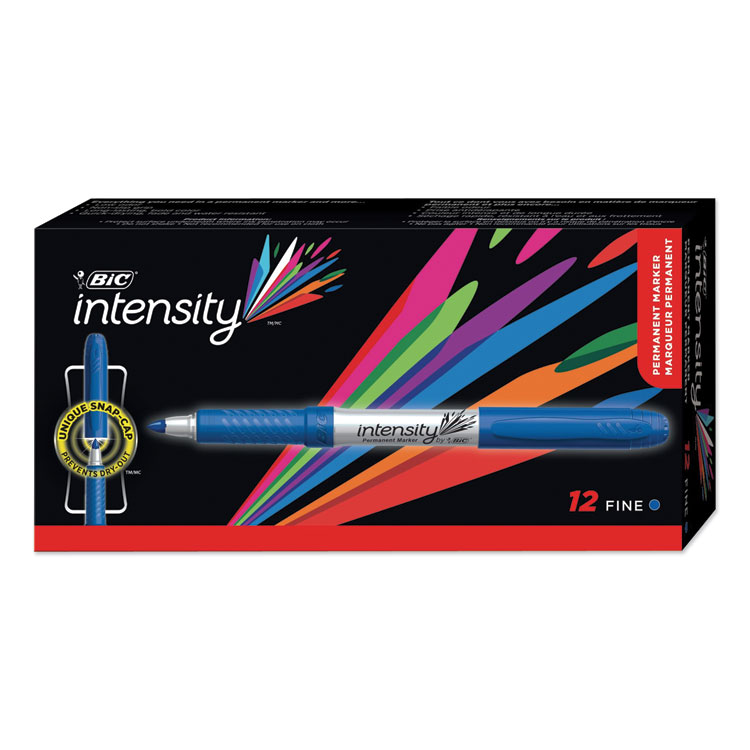 BIC Intensity Fine Tip Permanent Marker, Fine Bullet Tip, Deep Sea Blue, Dozen (BICGPM11BE)