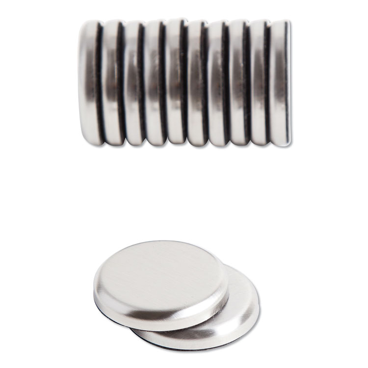 U Brands High Energy Magnets, Circles, 1.25" Diameter, Silver, 12/Pack (UBR2911U0012)