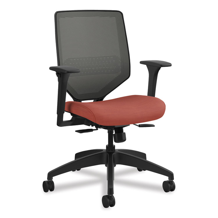 HON Solve Series Mesh Back Task Chair, Supports Up to 300 lb, 18" to 23" Seat Height, Bittersweet Seat, Charcoal Back, Black Base (HONSVM1ALICC46T)