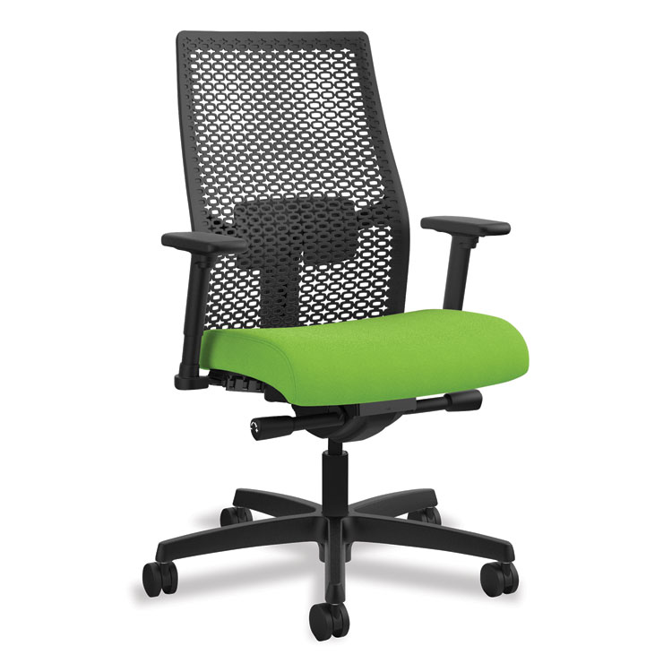HON Ignition 2.0 Reactiv Mid-Back Task Chair, 17" to 22" Seat Height, Pear Fabric Seat, Black Back, Black Base (HONI2MRL2AC84TK)