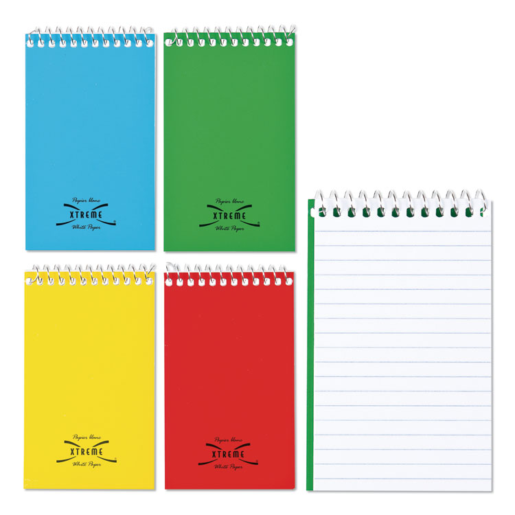 RED31120 - National Paper Blanc Xtreme White Wirebound Memo Pads, Narrow Rule, Randomly Assorted Cover Colors, 60 White 3 x 5 Sheets (RED31120)