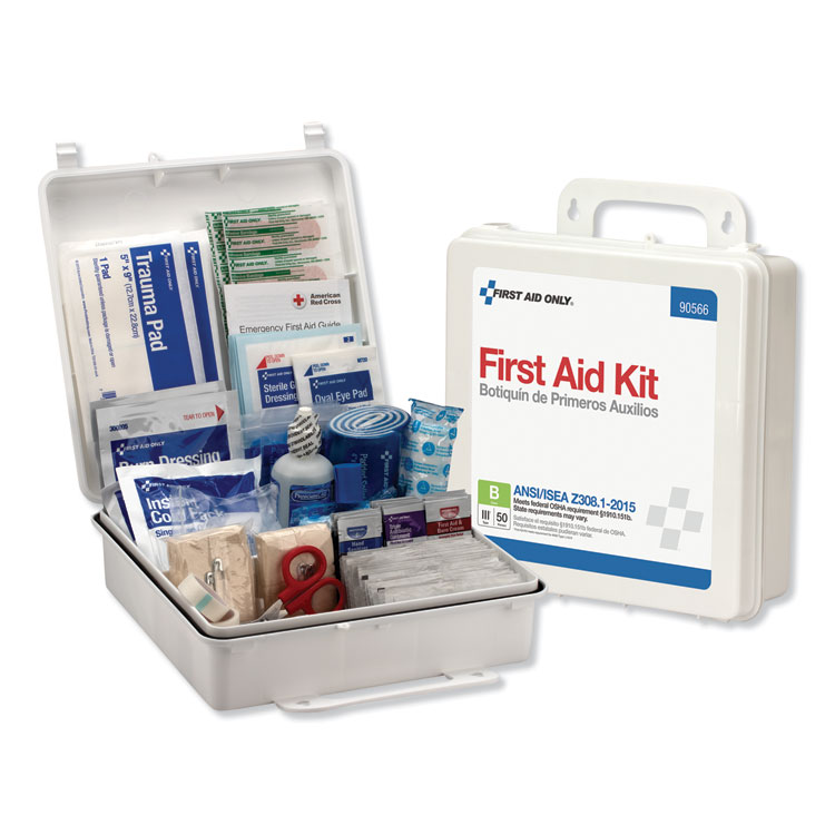 First Aid Only Bulk First Aid Kit for 50 People, 199 Pieces, Plastic Case (FAO90566)
