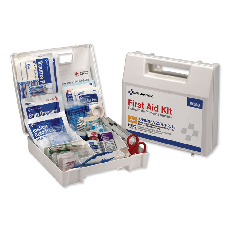 First Aid Only Type I and II First Aid Kit for 25 People, 141 Pieces, Plastic Case (FAO90589)