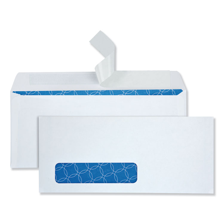 Quality Park Security Envelope, Address Window, #10, Commercial Flap, Redi-Strip Adhesive Closure, 4.13 x 9.5, White, 500/Box (QUA90119)
