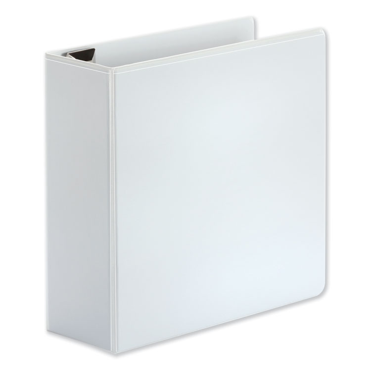 Universal Deluxe Easy-to-Open D-Ring View Binder, 3 Rings, 4" Capacity, 11 x 8.5, White (UNV30754)