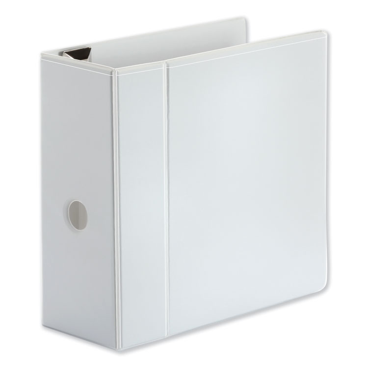 Universal Deluxe Easy-to-Open D-Ring View Binder, 3 Rings, 5" Capacity, 11 x 8.5, White (UNV30756)